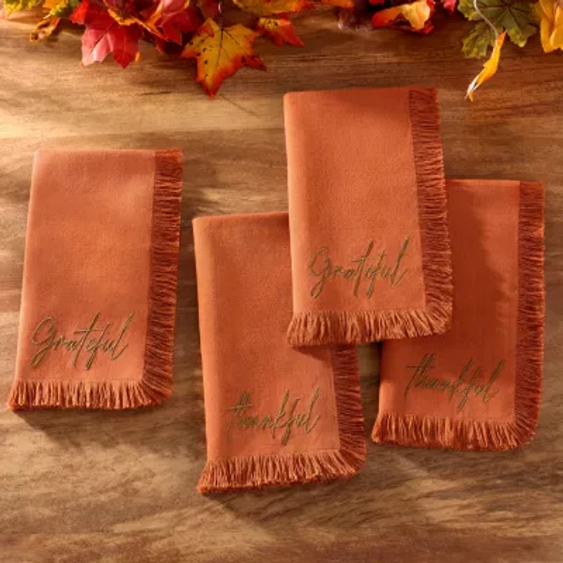 Elrene Home Fashions Fringed Harvest 4-pc. Napkins