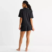 Ambrielle Womens Satin Short Sleeve 2-pc. Pajama Sets