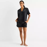 Ambrielle Womens Satin Short Sleeve 2-pc. Pajama Sets