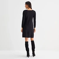 Studio 1 Womens 3/4 Sleeve Plaid Sweater Dress