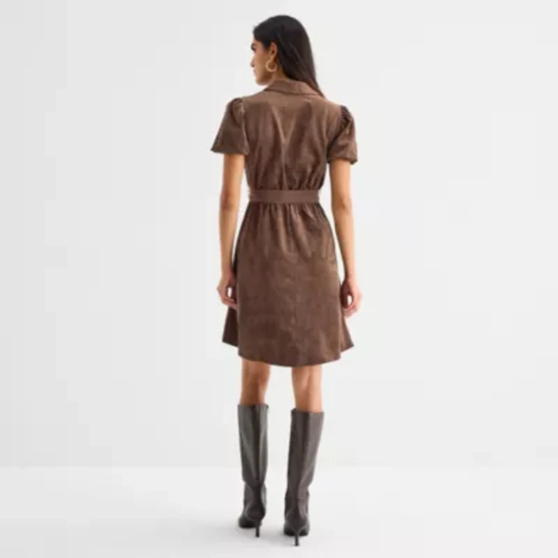 Robbie Bee Womens Short Sleeve Shirt Dress