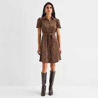 Robbie Bee Womens Short Sleeve Shirt Dress