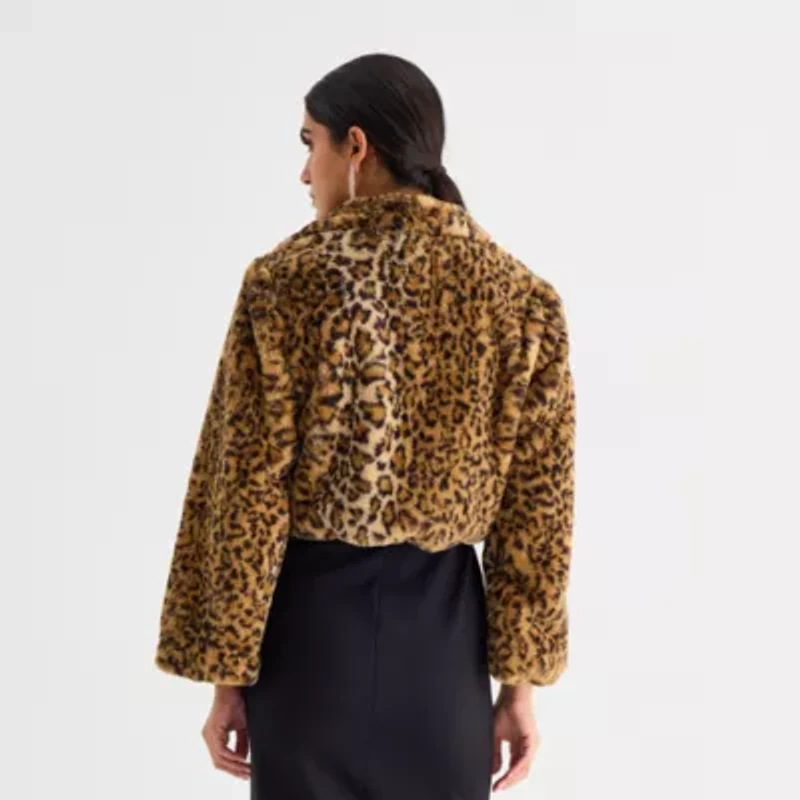 Perceptions Faux Fur Womens Long Sleeve Animal Shrug