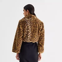 Perceptions Faux Fur Womens Long Sleeve Animal Shrug