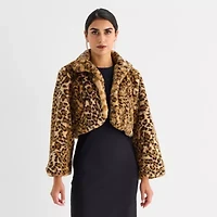 Perceptions Faux Fur Womens Long Sleeve Animal Shrug