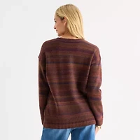 a.n.a Tall Womens Crew Neck Long Sleeve Striped Pullover Sweater