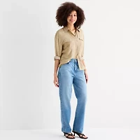 a.n.a Womens Tall Cuffed Long Sleeve Regular Fit Button-Down Shirt