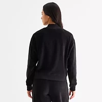 Reebok Womens Long Sleeve Velour Mock Neck Top