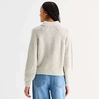 a.n.a Womens Split Crew Neck Long Sleeve Striped Pullover Sweater