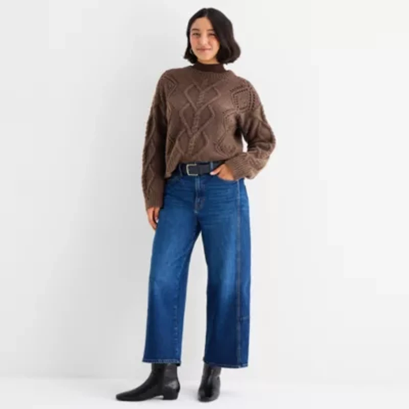 a.n.a Womens Crew Neck Long Sleeve Pullover Sweater