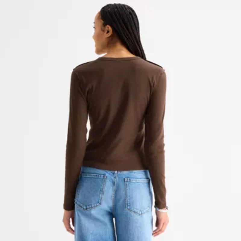 a.n.a Womens Crew Neck Long Sleeve T-Shirt