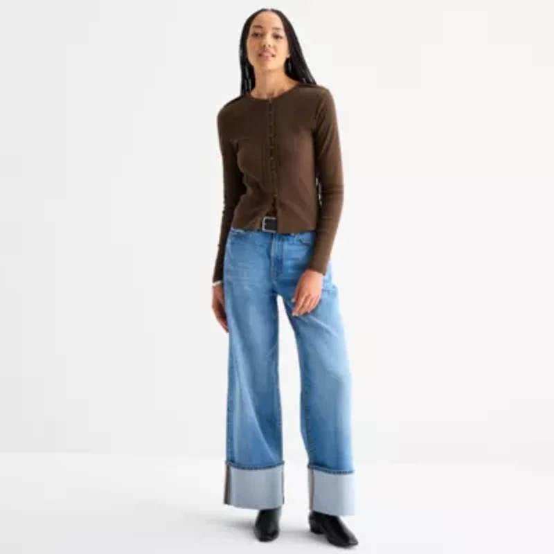 a.n.a Womens Crew Neck Long Sleeve T-Shirt