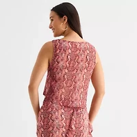 a.n.a Womens Draped Neck Sleeveless Blouse