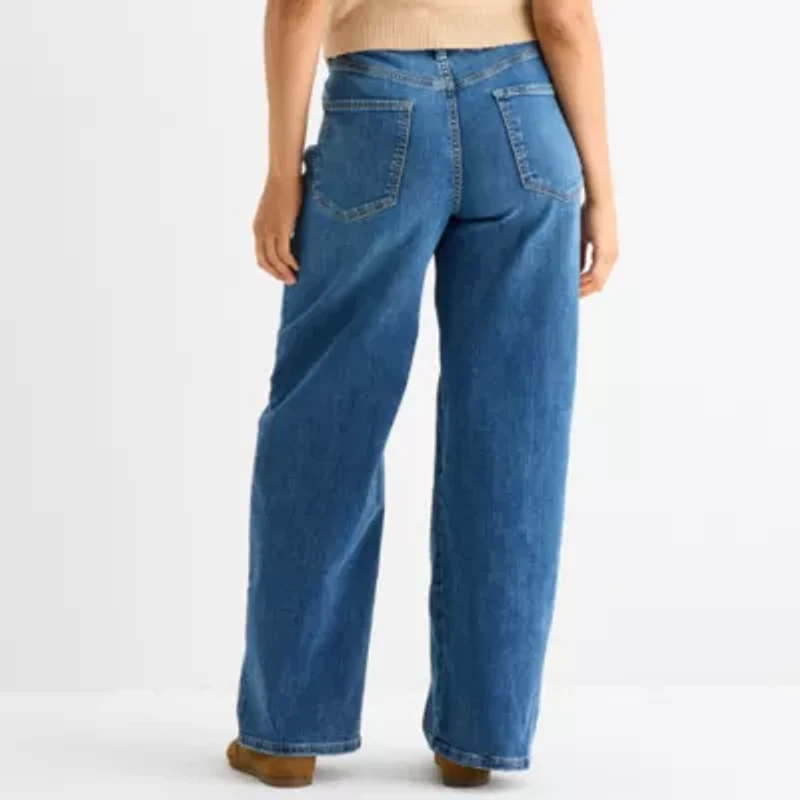 Liz Claiborne Sara Womens High Rise Wide Leg Jean