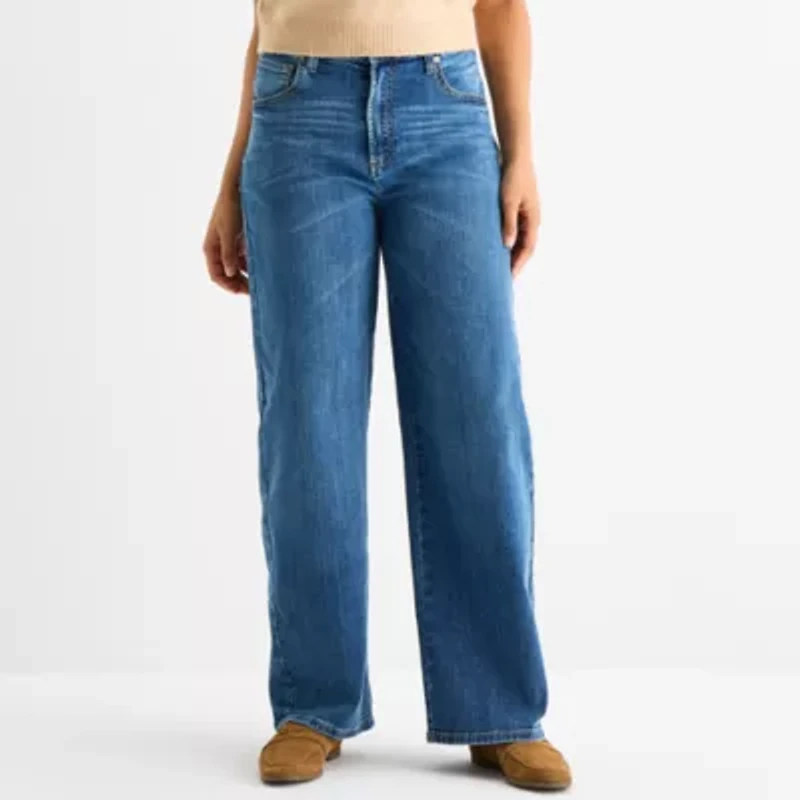 Liz Claiborne Sara Womens High Rise Wide Leg Jean