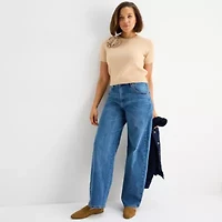Liz Claiborne Sara Womens High Rise Wide Leg Jean