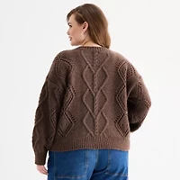 a.n.a Plus Womens Crew Neck Long Sleeve Pullover Sweater