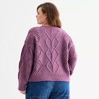 a.n.a Plus Womens Crew Neck Long Sleeve Pullover Sweater