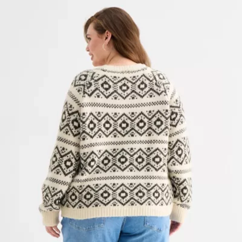 a.n.a Plus Womens Crew Neck Long Sleeve Pullover Sweater