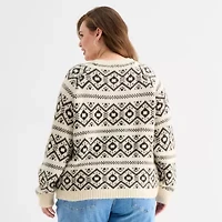 a.n.a Plus Womens Crew Neck Long Sleeve Pullover Sweater