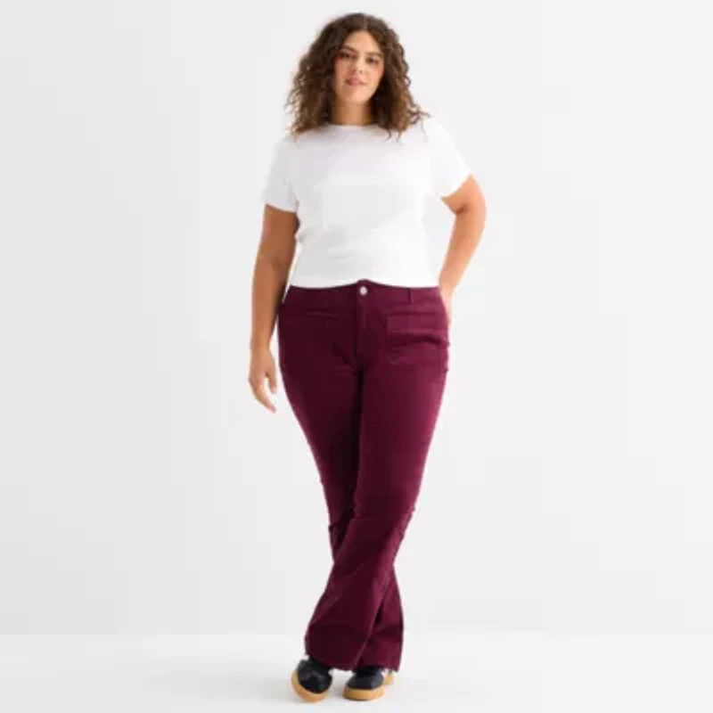 a.n.a Womens Highest Rise Flare Corduroy Pant Plus