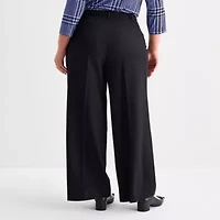 Liz Claiborne Audra Tailored Womens Wide Leg Mid Rise Plus Trouser