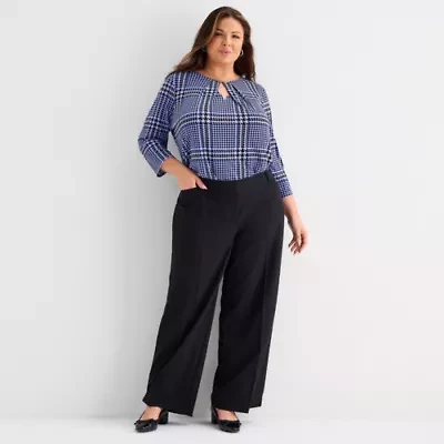 Liz Claiborne Audra Tailored Womens Wide Leg Mid Rise Plus Trouser