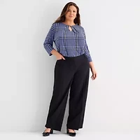 Liz Claiborne Audra Tailored Womens Wide Leg Mid Rise Plus Trouser