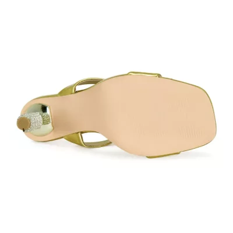 IZZY by AZALEA WANG Noches Womens Square Open Toe Sculptural Heel Pumps