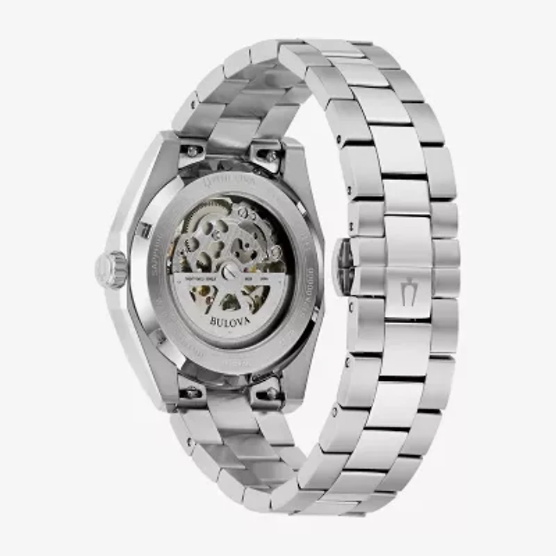 Bulova Mens Automatic Silver Tone Stainless Steel Bracelet Watch 96b436