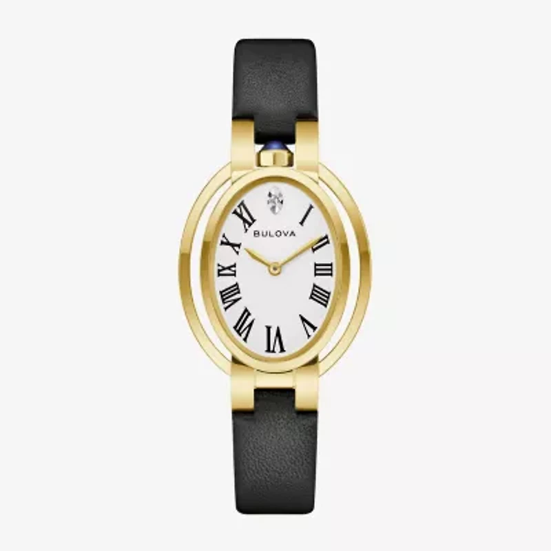 Bulova Womens Diamond Accent Black Stainless Steel Strap Watch 97p180
