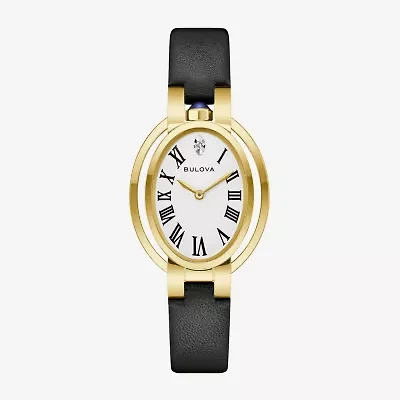 Bulova Womens Diamond Accent Black Stainless Steel Strap Watch 97p180