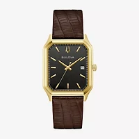 Bulova Mens Brown Leather Strap Watch 97b235