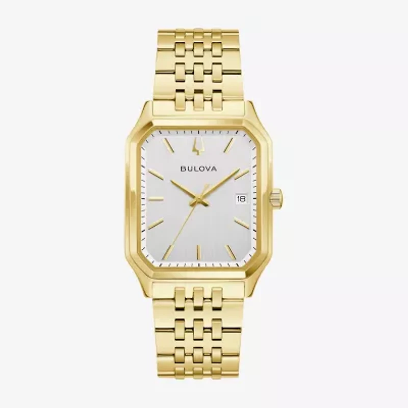 Bulova Mens Gold Tone Stainless Steel Bracelet Watch 97b236