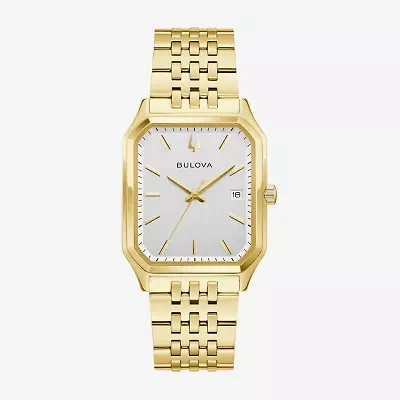 Bulova Mens Gold Tone Stainless Steel Bracelet Watch 97b236