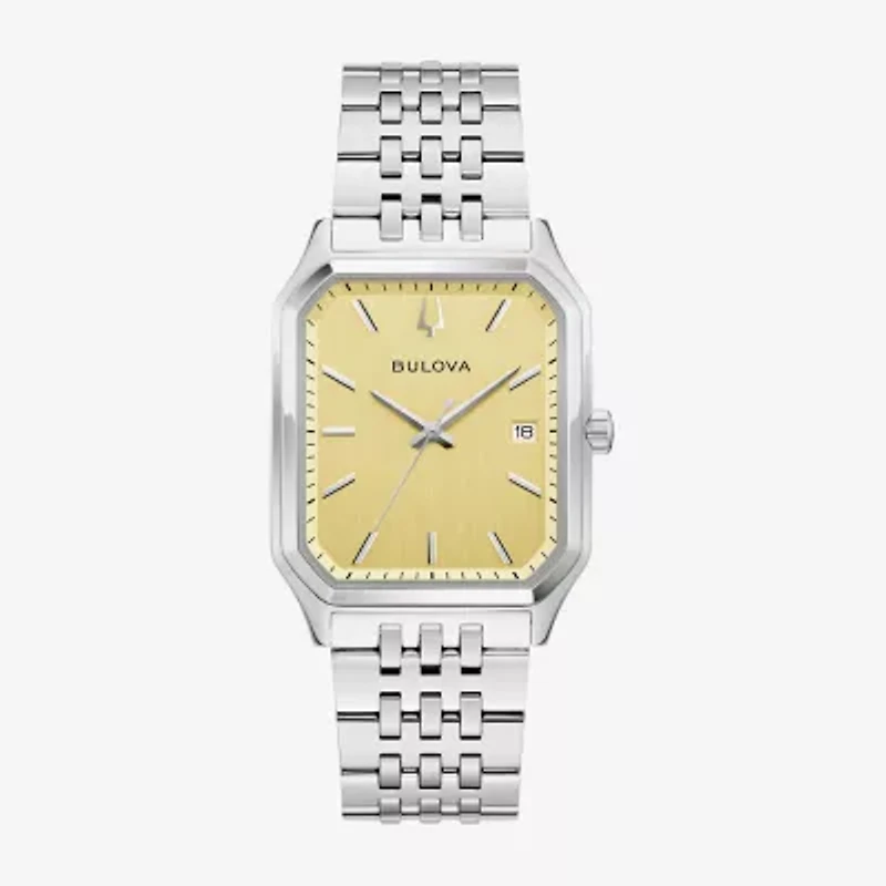 Bulova Mens Silver Tone Stainless Steel Bracelet Watch 96b471