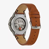 Bulova Mens Automatic Brown Leather Strap Watch 98a330