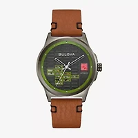Bulova Mens Automatic Brown Leather Strap Watch 98a330