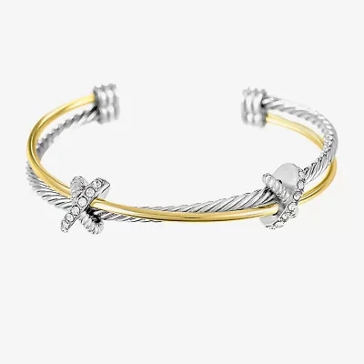 Sparkle Allure Halo Womens Cubic Zirconia Pure Silver Over Brass Round Bangle Bracelet