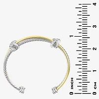 Sparkle Allure Twist Womens Cubic Zirconia 18K Gold Over Brass Pure Silver Over Brass Knot Bangle Bracelet