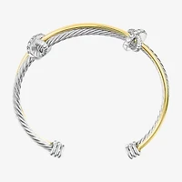 Sparkle Allure Twist Womens Cubic Zirconia 18K Gold Over Brass Pure Silver Over Brass Knot Bangle Bracelet