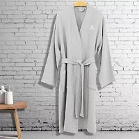 Linum Home Textiles Personalized Smyrna Bathrobe Unisex Adult Long Sleeve Length Robe