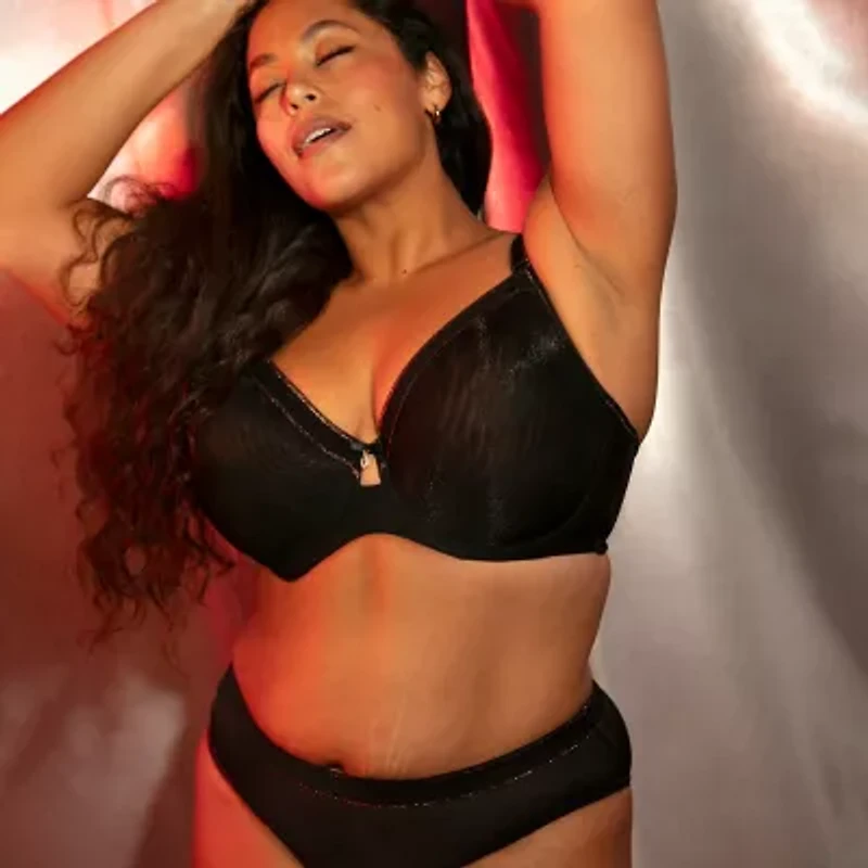 Curvy Couture Shimmer Unlined Underwire Bra- 1374
