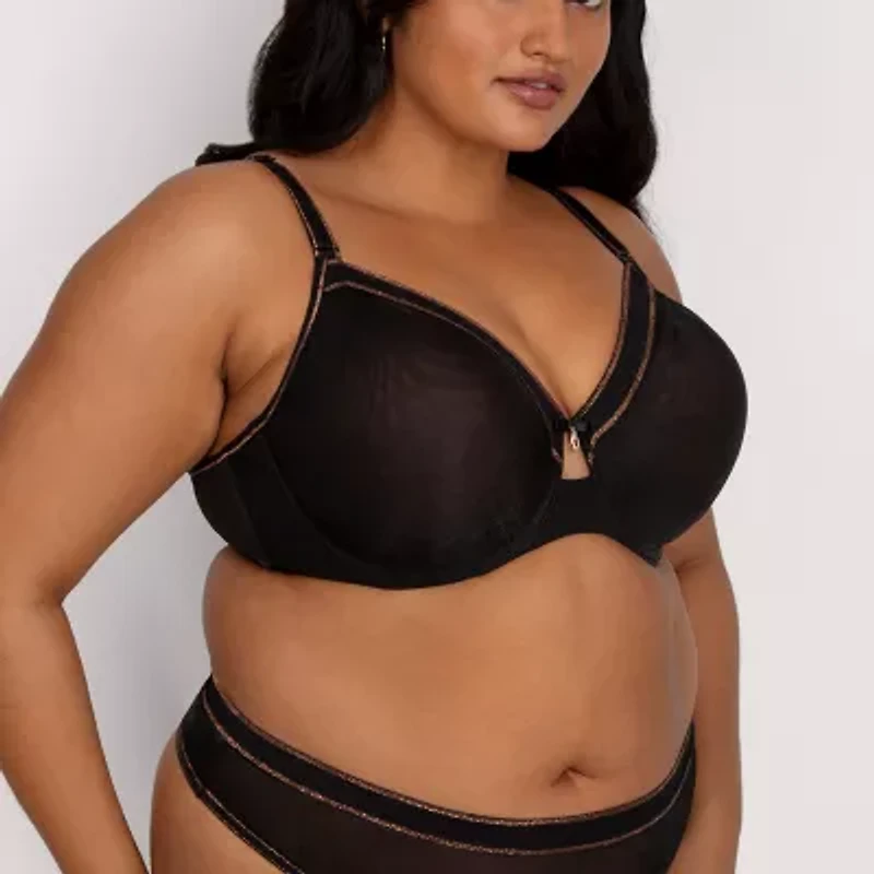 Curvy Couture Shimmer Unlined Underwire Bra- 1374