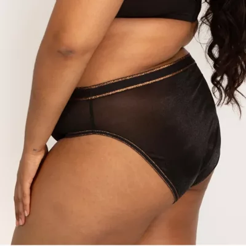 Curvy Couture Shimmer Mesh High Cut Brief- 1386