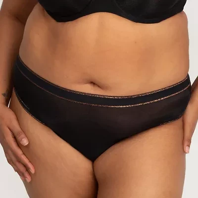 Curvy Couture Shimmer Mesh High Cut Brief- 1386