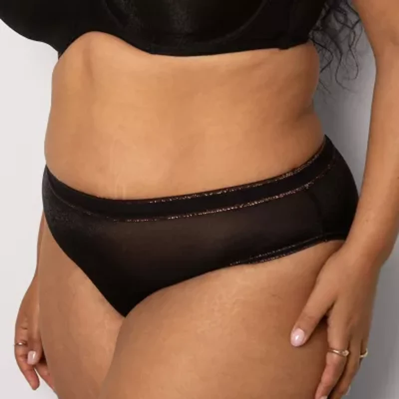 Curvy Couture Shimmer Mesh High Cut Brief- 1386