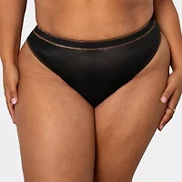 Curvy Couture Shimmer Mesh High Cut Thong- 1603