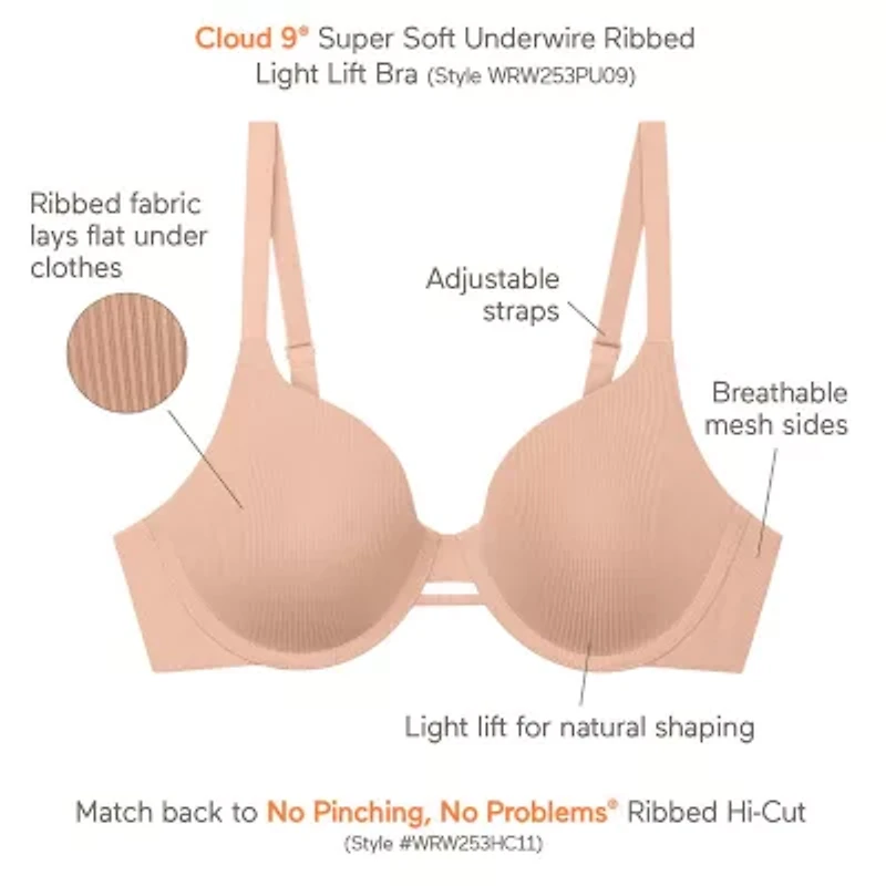 Warners Cloud 9 Lift Underwire Full Coverage Bra Wrw253pu09