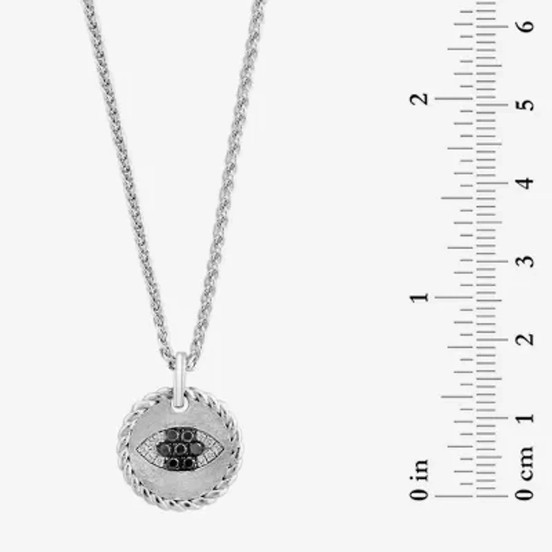 Effy Final Call Womens 1/8 CT. T.W. Natural Black Diamond Sterling Silver Evil Eye 18 Inch Pendant Necklace